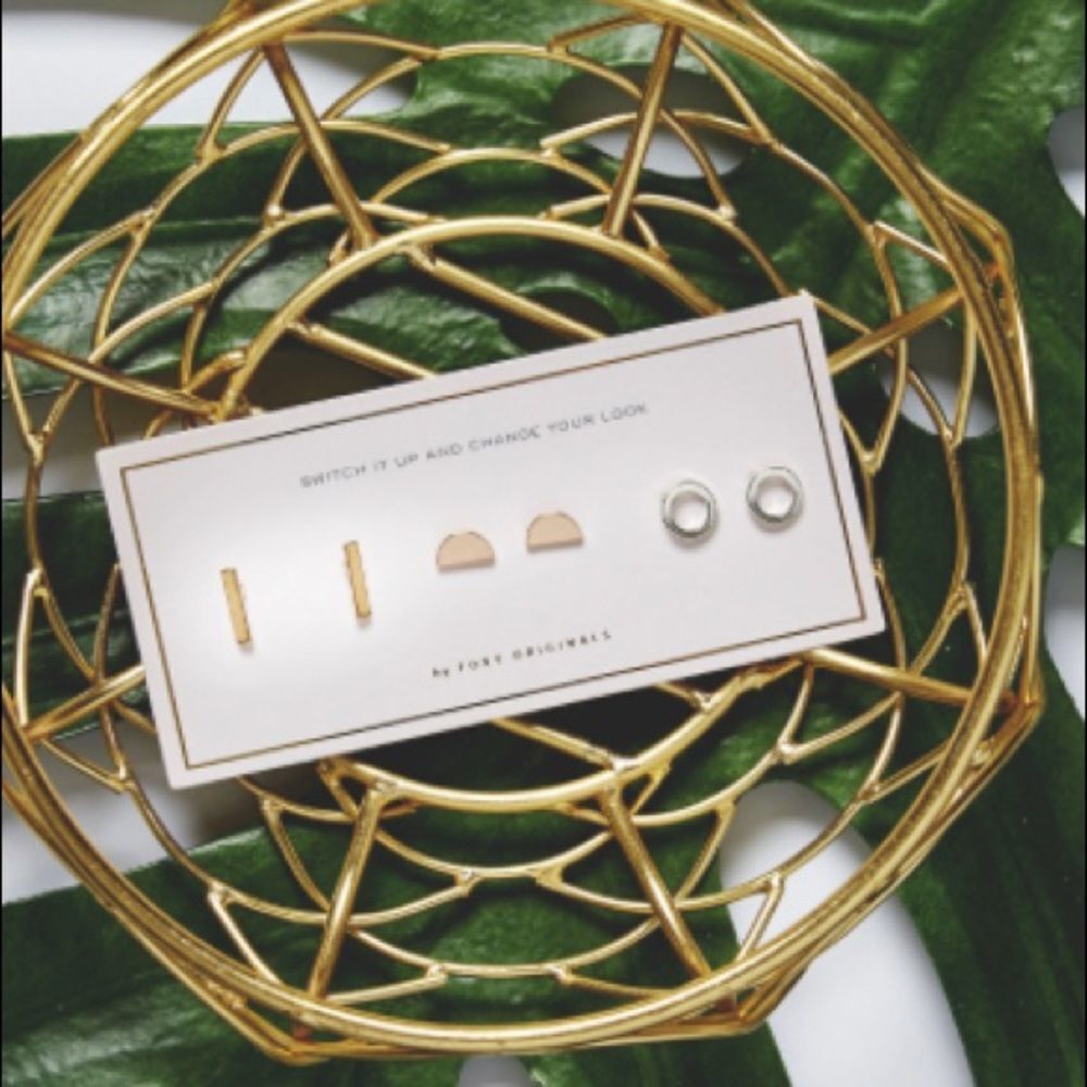 NWT Geo Earring Studs in Mix Metals